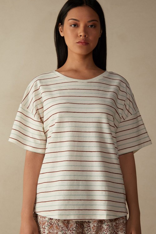 Intimissimi Spices Garden short sleeve sweater Bílé | 8742503-QP