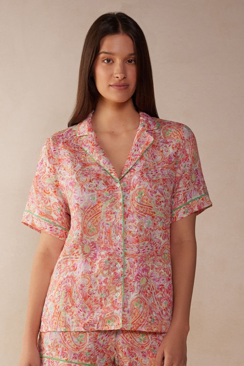 Intimissimi Summer Journey Krátké Sleeve Linen Shirt Viacfarebný | 7563819-ZW