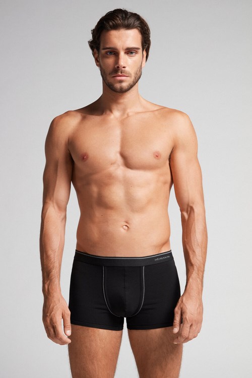 Intimissimi Supima® Bavlněné Boxers Černé Černé Šedé | 8953274-BT