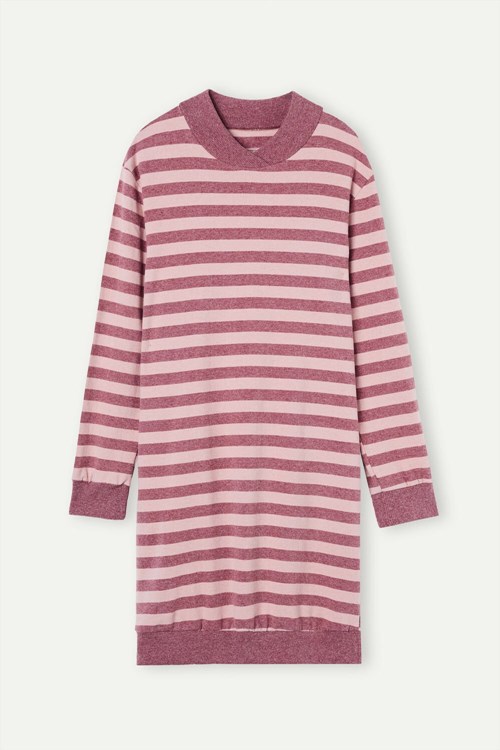 Intimissimi Zimní Candies Pruhovaný Night Shirt Růžové Růžové Tmavě Růžové | 4072381-FC